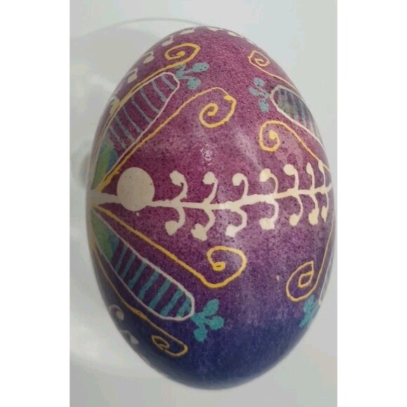 Pysanka Ukrainian Easter Empty Egg Chicken Handmade Pysanky Hutsul Hen Wax - Picture 4 of 6